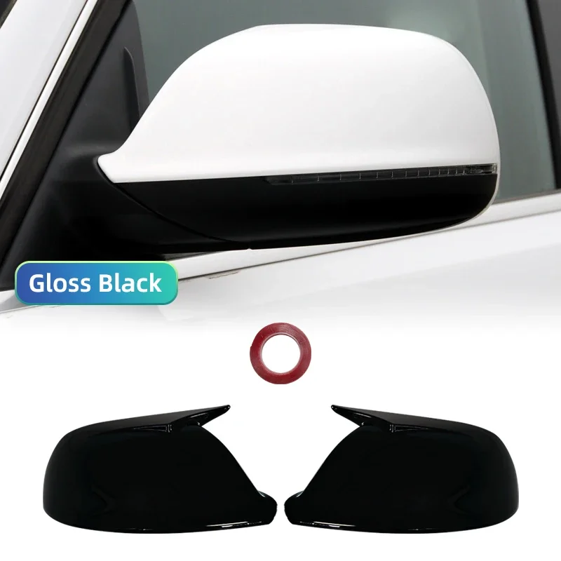 Glossy Black Side Mirror Cover Caps - Door Wing Rearview Replacement Shell Case