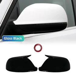 Glossy Black Side Mirror Cover Caps - Door Wing Rearview Replacement Shell Case (Gloss Black)