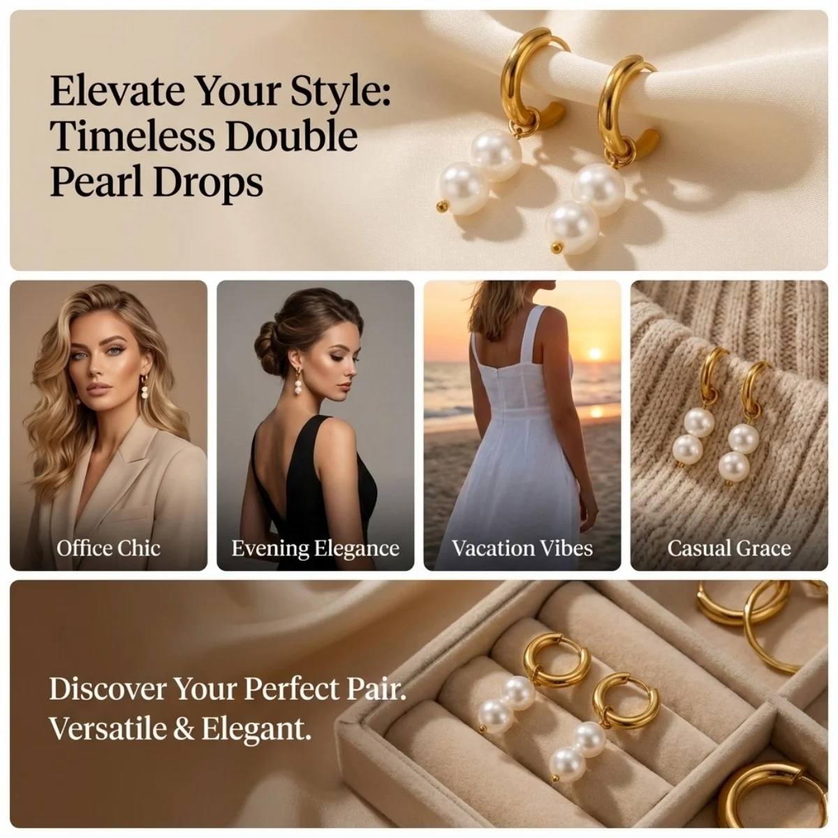 Minimalistische Edelstahl-Ohrringe mit Imitationsperlen und Quasten für Damen und Herren, Herz, unregelmäßige geometrische Ohrringe, eleganter Schmuck – Detail 3
