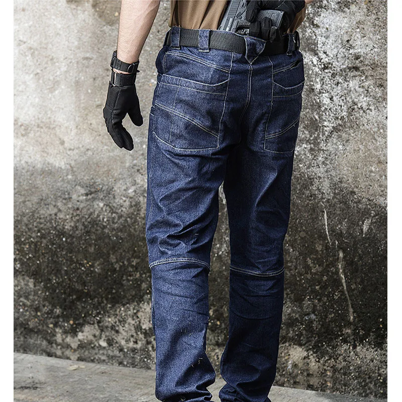 

Trousers Male SWAT Combat Scratch Resistant Straight Military Mens Jeans Tactical Jeans Men Elasticity Slim Multi-Pockets Cargo