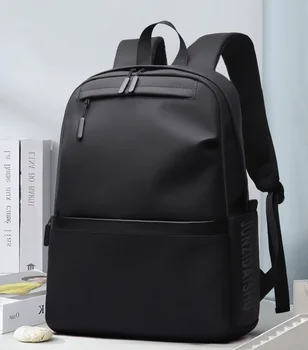 Zaino da uomo da 14 pollici Zaino da viaggio di grande capacità per il tempo libero Zaino per computer in PU tinta unita Zaino per studenti di moda per uomini e donne