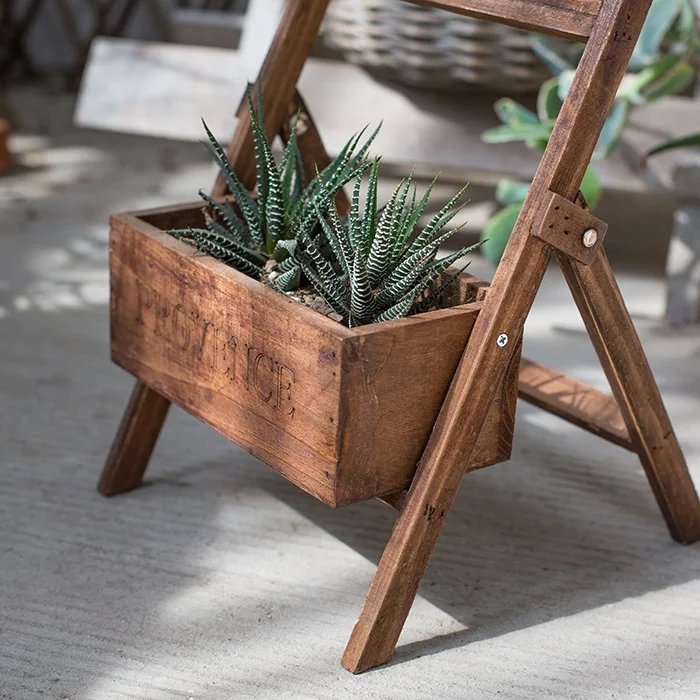 Plant Stand Wooden Flower Shelf Wooden Plant Stand Retro Flower Display Stand with Blackboard Indoor Outdoor Creativity Estantes Para Plantas Balcony Decoration