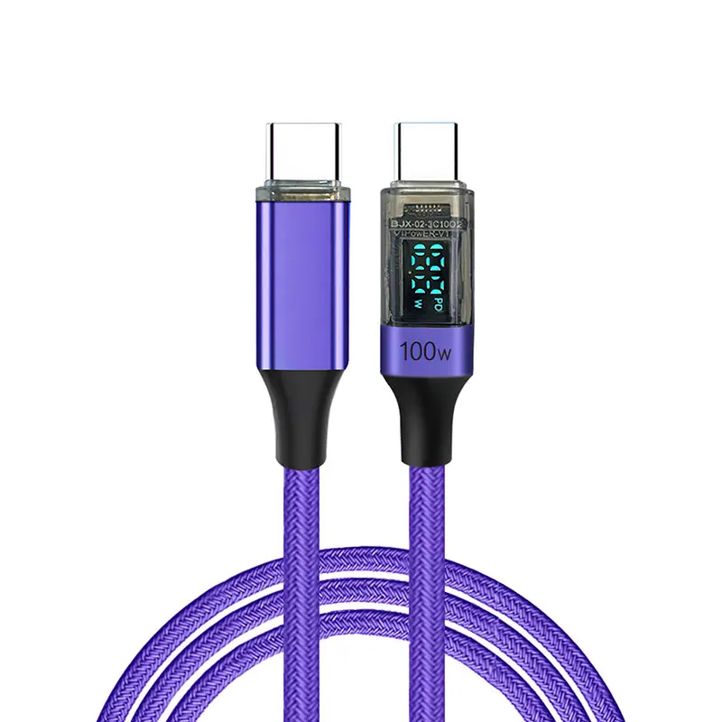 High-Speed USB-C Charging Cable with Digital Display - 100W Power Delivery, Fast Charge, Multiple Lengths
