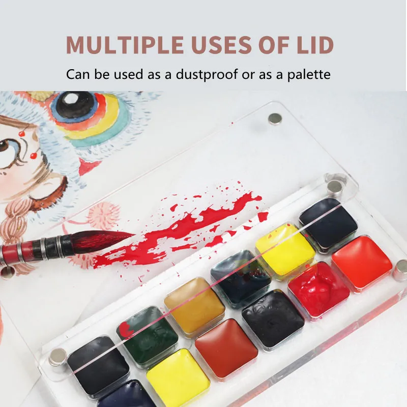 Acrylic Watercolor Paint Empty Box 16/36 Grid Transparent Palette Dustproof Magnetic Suction Stackable Portable Box Art Supplies paint tray,color palette,watercolor palette