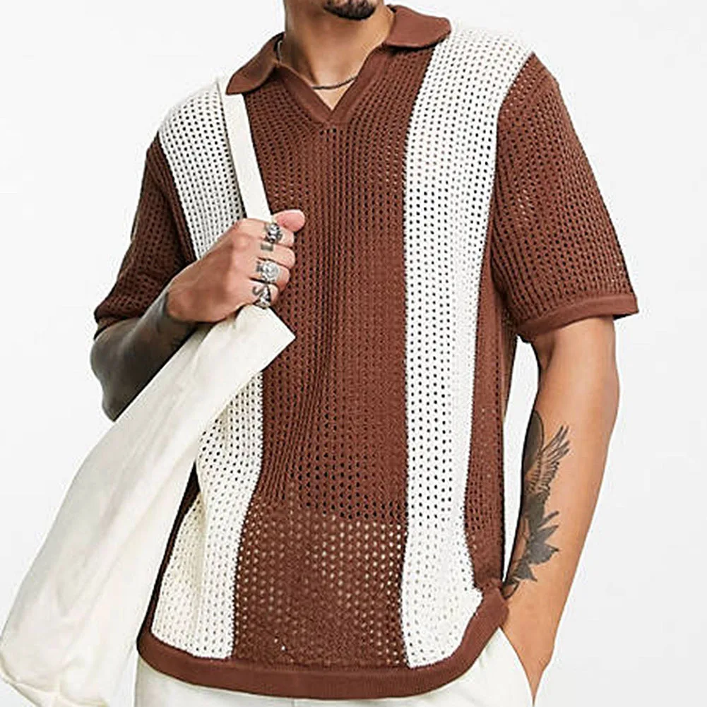 

Рубашка мужская с отложным воротником и коротким рукавом, Повседневная Формальная дышащая футболка, сорочка для отдыха, лето