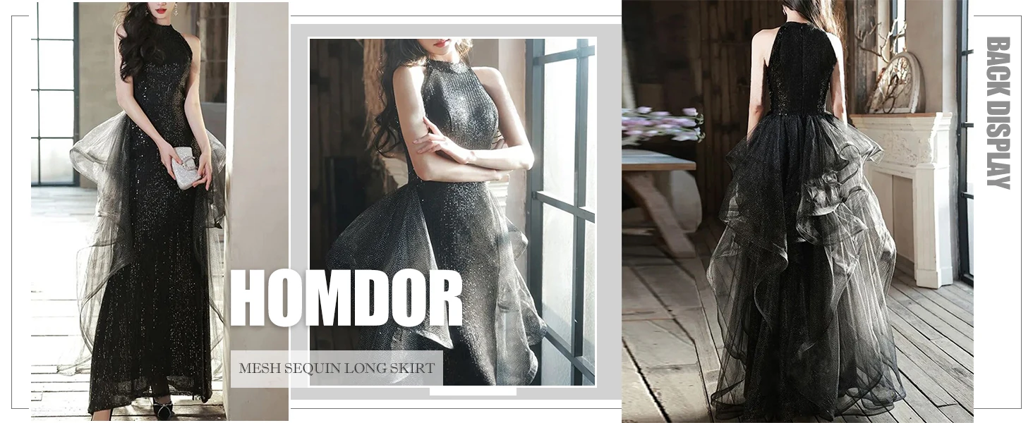 Vestidos de fiesta con lentejuelas y cuello halter