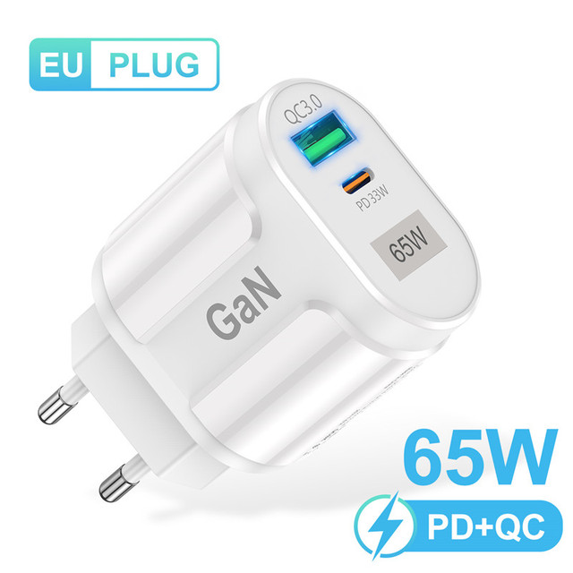 USB C Charger 65W GaN Type C PD QC 3.0 Fast Charging For iPhone 13 12 11 Max Pro XS 8 Plus For iPad Pro Air iPad MacBook