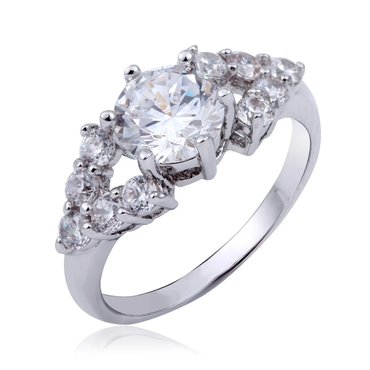 White Gold Color Cupid Cut Cubic Zircon and Double V Paved CZ Accent Engagement Wedding Rings For Women Jewelry Bijoux Bague | Украшения и