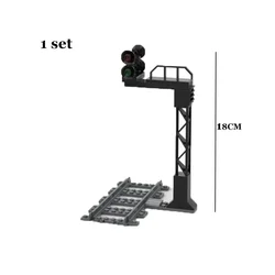 City Train Railway Building Blocks Set - Tracks, Station, and Buffer Stop Bricks Collection (Train traffic lightA)