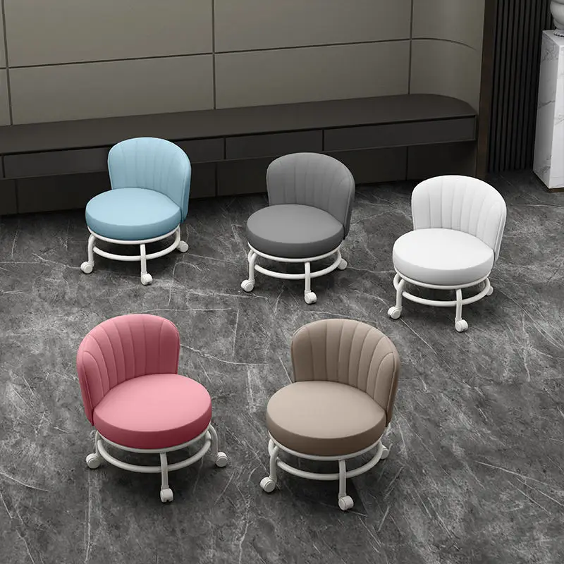 Backrest round stool small chair for child stool changing shoes pedicure universal wheel pulley low stool furniture