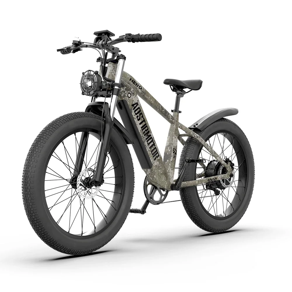 26 inch Fat Tire Mountain Dirt Electric Bicycle 1000W 52V 20Ah Suspension Ebike maximum speed 50KM/H with Hydraulic brake