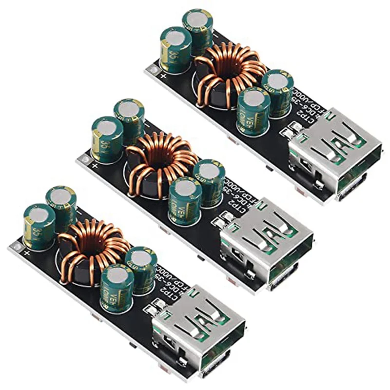 스텝 다운 전원 모듈, 60W 6-35V DC to USB C 타입 PD 3.0 QC4.0 + 및 A 타입 QC3.0 DC 고속 충전, 12V 24V, 3 개