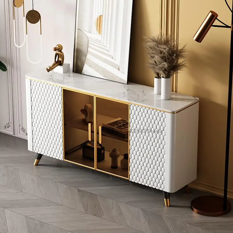 Light Rock Plate Sideboard Modern Simple Living Room Restaurant Porch Wine Cabinet Exquisite Decorative Lockers