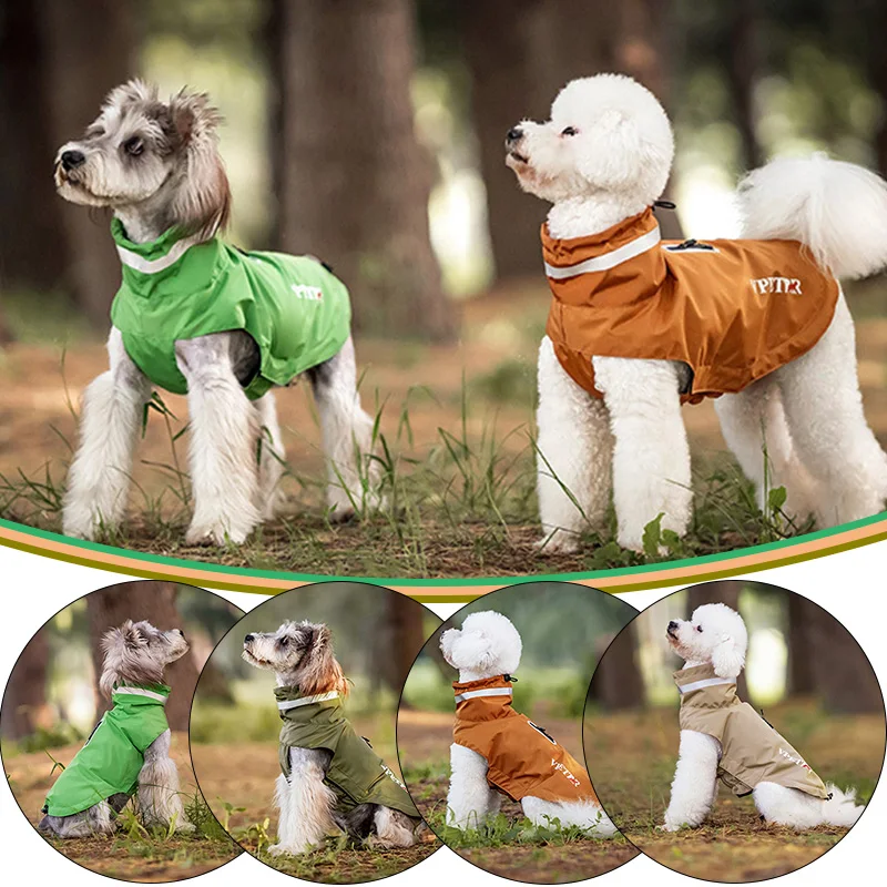 네발 방수 레인코트 후드가 있는 강아지 레인코트 분리형 풀팩 방수 재킷 소형 ..