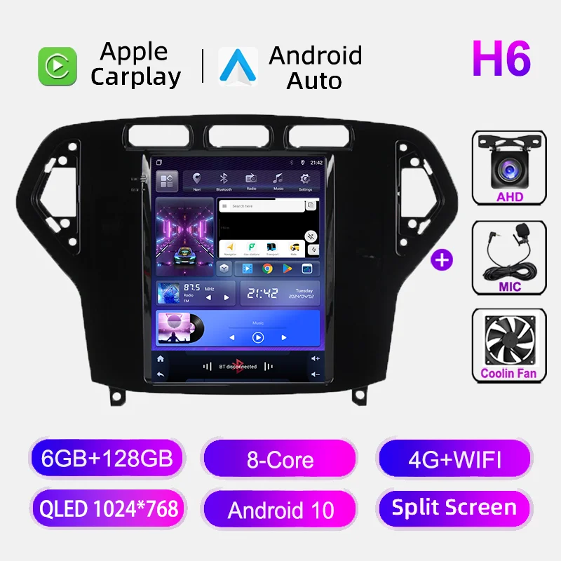 9.7& AUTORADIO FÜR Ford Mondeo MK4 2007-2010 BT CarPlay Android 13 Navi