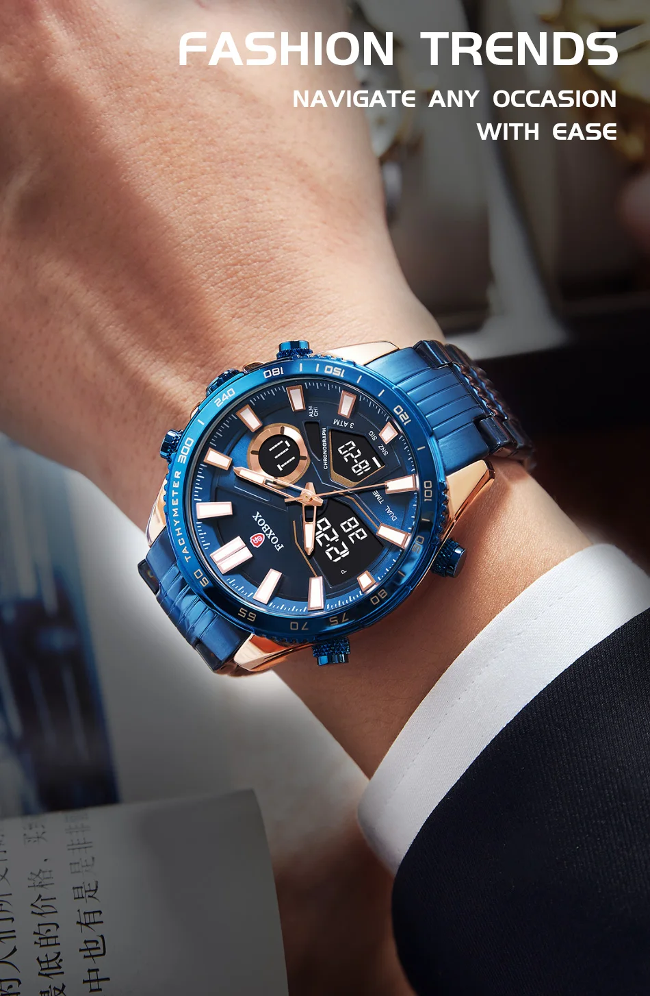 Men Watches Quartz Digital Male Clock Military Sport Blue Stainless Steel Man's Wrist watch_voghion.com
