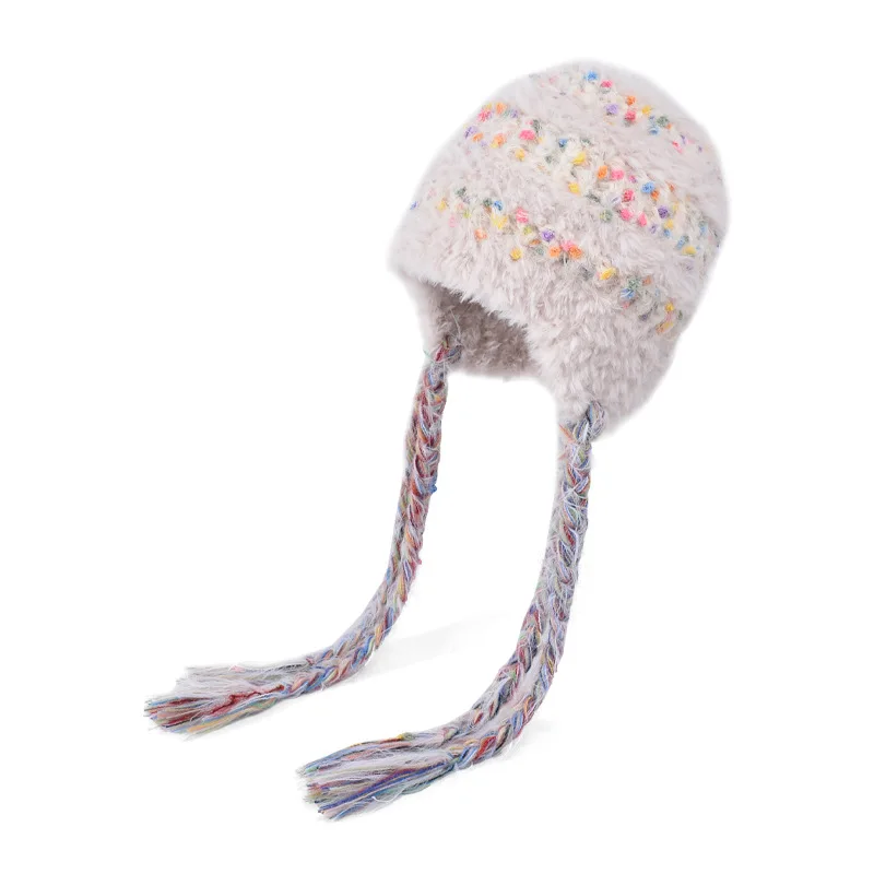 Winter Knitted Women's Hats Lock Temperature Warm Girls Caps Skin-friendly Soft Big Head Woolen Beanie Clothing Accessories
