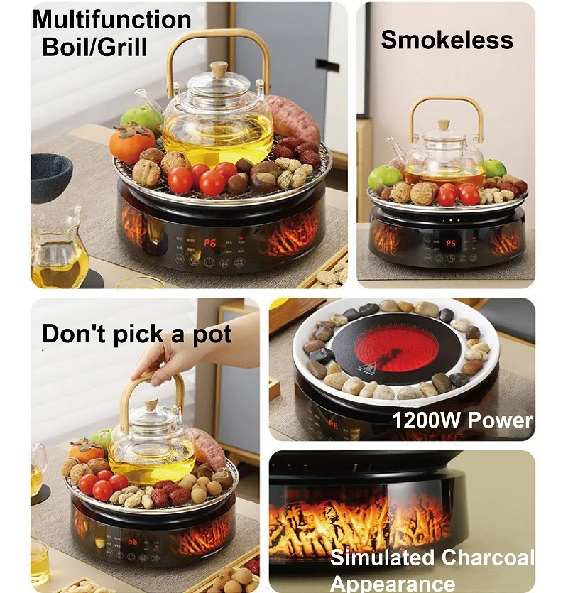 1200W Smart Electric Ceramic Stove High Power Tea Stove Timing Heater Stove Multifunction Boiling Water Heater 4 Gear Adjust 2