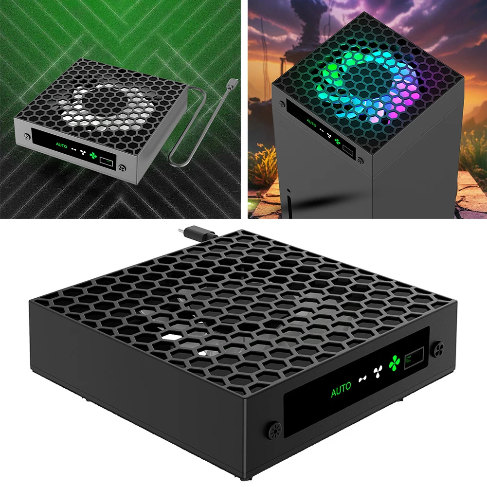 RGB 온도 제어 냉각 선풍기 시스템, 속도 조절 가능, 열 방출 선풍기, USB 포트, Xbox 시리즈 X 호스트, 3 단계