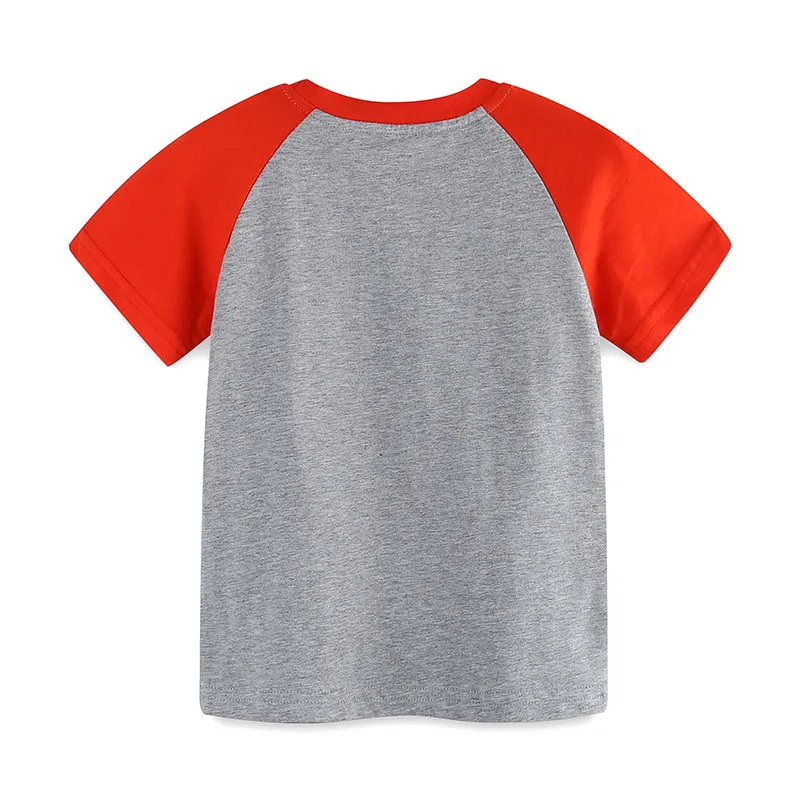 2025 New Grey T-shirts for Children's Clothing Baby Boys Blouses Tops Kids Clothes Cartoon Vehicles Cotton