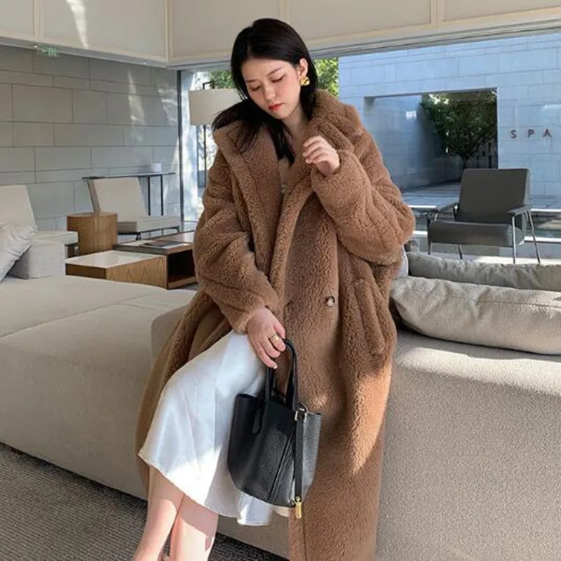 Haining Iceland wool imitation sheep fleece coat women medium long Australian large grain imitation lamb winter thick coat