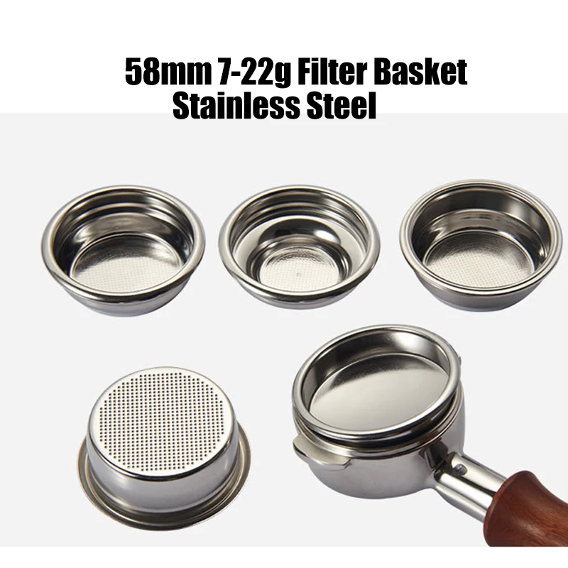 

58mm 7g 18g 22g Stainless Steel Filter Basket High Pressure Breville Delonghi E61 Coffee Machine Portafilter Basket 1 2 cups