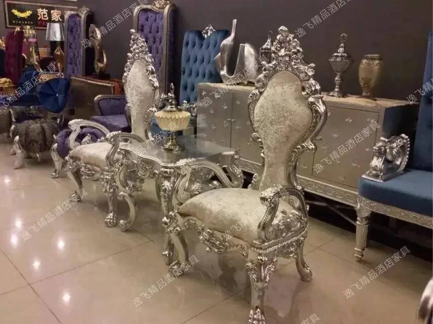 

European-Style Image Chair New Classical Princess Chair Hotel Club High-End Decorative High Back Table and Chair Combination