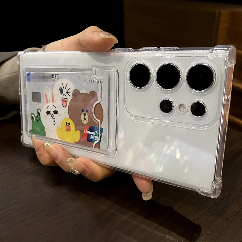 

Прозрачный чехол-кошелек с отделением для карт для Samsung S24 Ultra S23 S22 S21 S20 FE A55 A35 A15 A54 A34 A14 A53 A13, силиконовый чехол