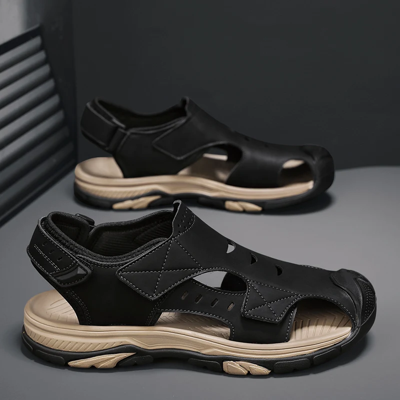 Anti-collision Toe Mens Sandals Summer Leisure Beach Shoes Holiday Magic Glue Sandals Outdoor Sneakers Casual Wading Aqua Shoes