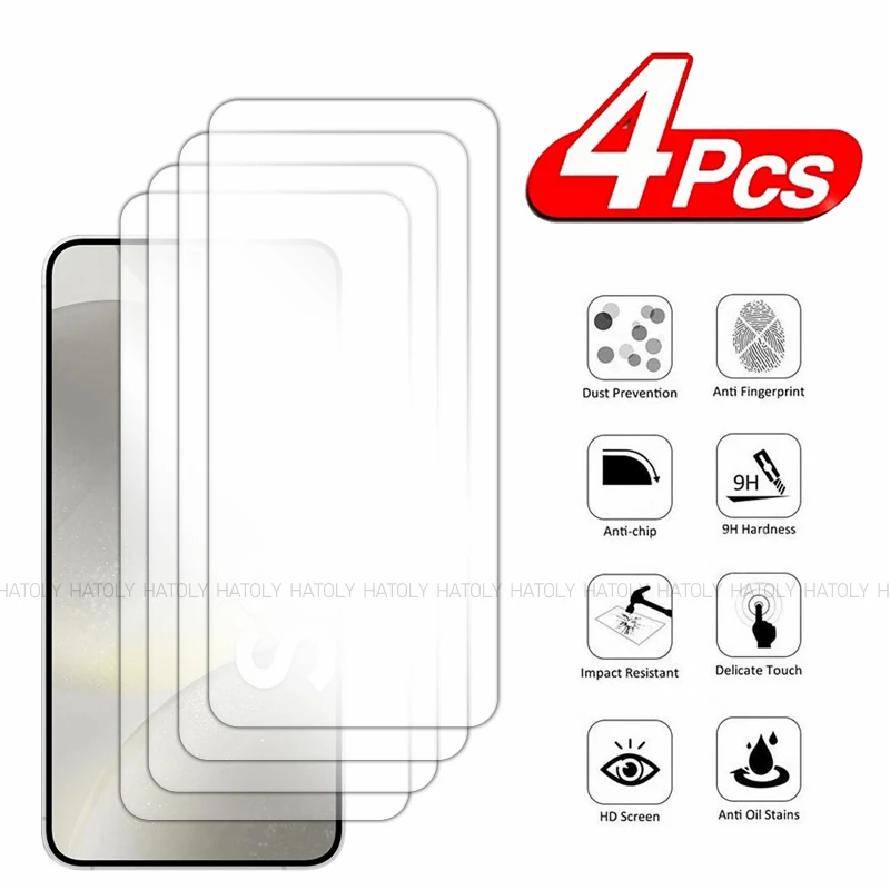 

4 шт. Защитная пленка для Samsung Galaxy S24 Plus, закаленное стекло для Samsung Galaxy S24 Ultra S24 Plus, Защитное стекло для экрана