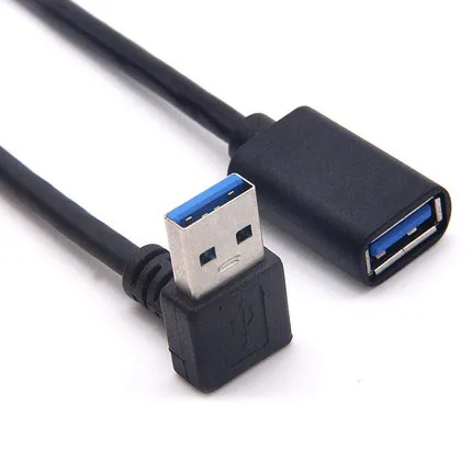 USB 3.0 Angle 90-Degree Extension Cable Adapter - Male to Female