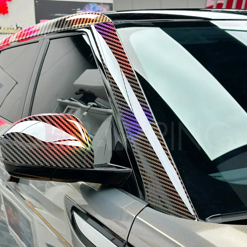 Laser Regenbogen Carbon Faser Aufkleber Glanz Auto Vinyl Wrap Film Air Release Blase Kostenloser Wasserdichter Aufkleber Tuning Auto Zubehör – Detail 7