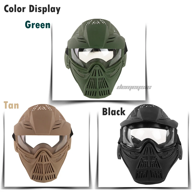 Full Face Airsoft Mask Hunting CS Wargame Protective Masks Outdoor Shooting Paintball Breathable Mask Accessories with Goggles