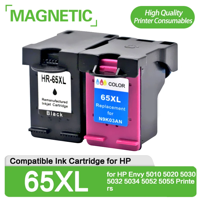 

Картридж с чернилами для HP 65, HP 65XL, 65XL, новая версия, совместим с принтерами HP Envy 5010, 5020, 5030, 5032, 5034, 5052, 5055, 2 цвета