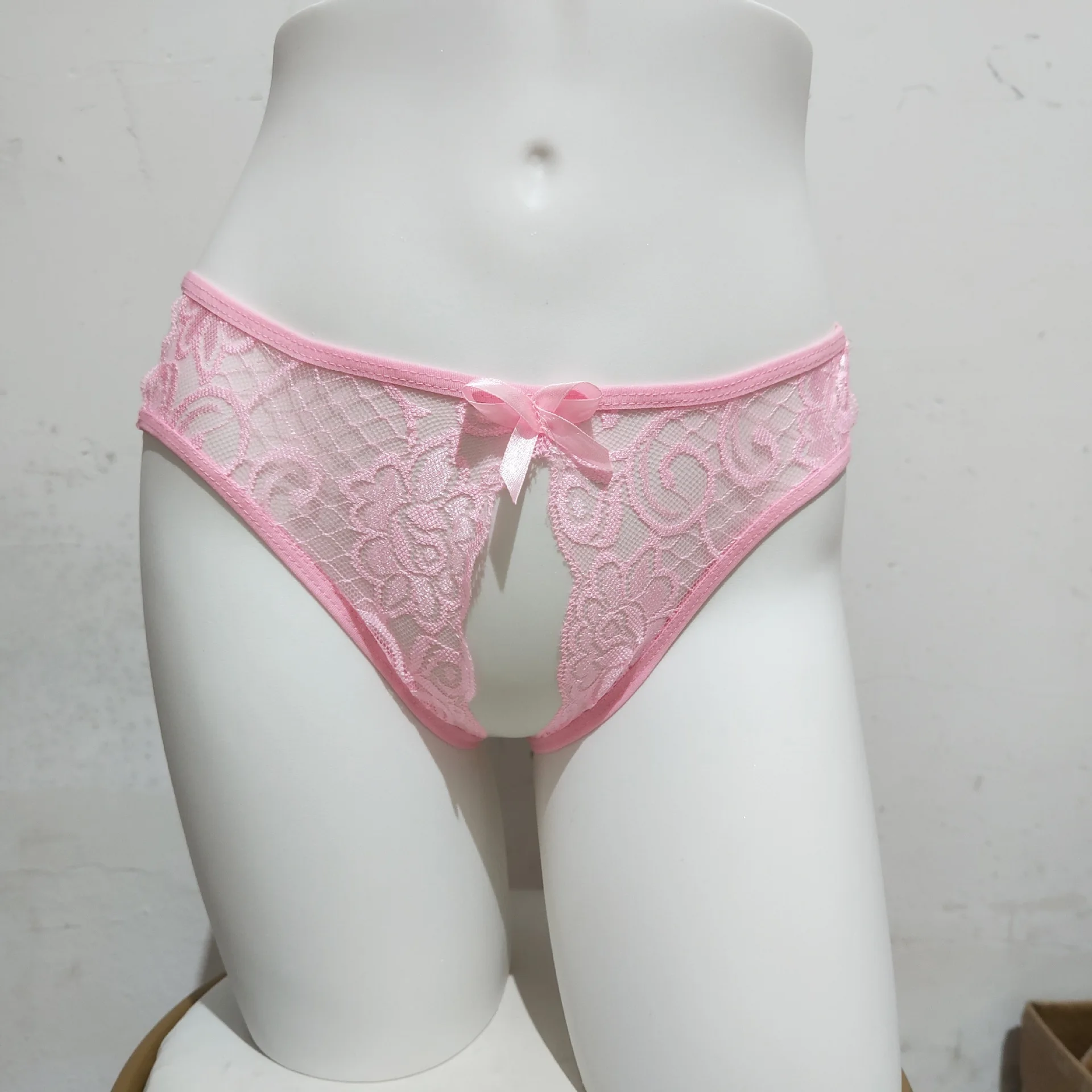 Couple erotic lingerie, men's transparent open crotch underwear, women's sexy lace thong, comfortable trousers, erotic lingerie