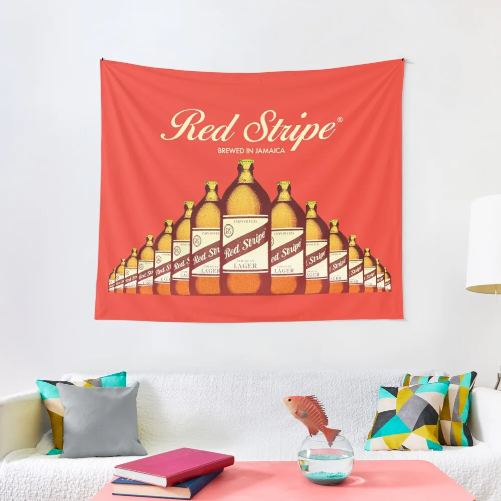 

Red Stripe Beer Brewed Tapestry Room Decorarion Aesthetic