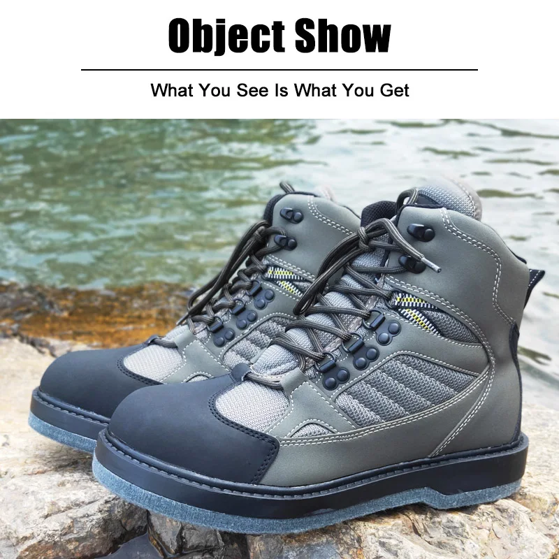 Men Fishing Shoes Wading Fishing Boots Felt or Rubber Sole Hunting Hiking Upstream River Reef Rock Shoes High Top Boots