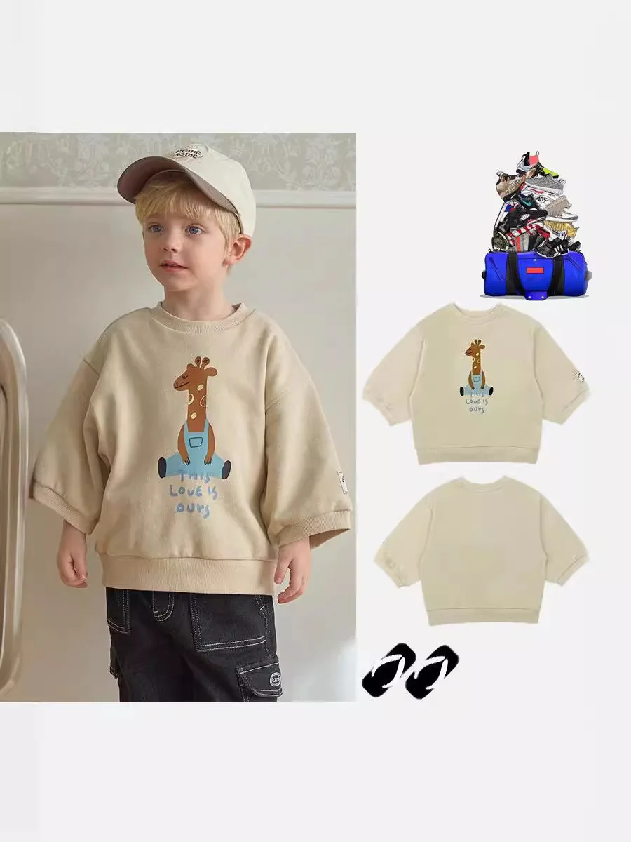 

Jenny&Dave In stock 2024 spring clothing new product children's Nordic version shirt, children's cartoon cute contrasting color