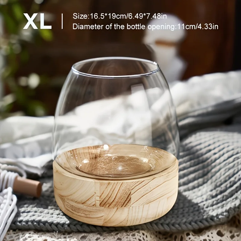 Glass Cylinder Bud Vase with Wooden Base 4