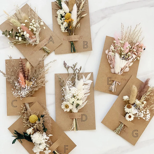 Pampa erba Boho fiori secchi Mini Bouquet Set busta biglietti di