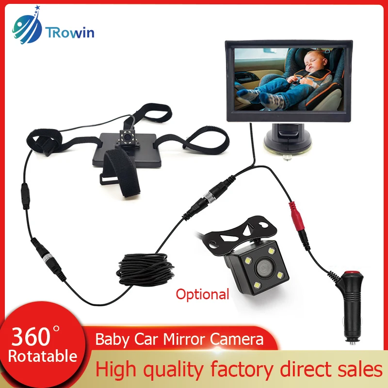 

5Inch Baby Car Camera Night Vision Safety Car Seat Mirror Facing Monitor Rear Display 360° Rotation Wide Angle