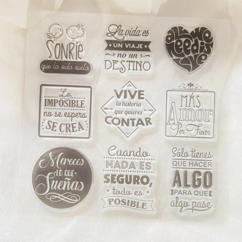Spanish Word Daily Phrase Clear Stamp Transparent Silicone Stamp Seal Sheet Scrapbooking Photo Album Decoration clear stamps clear rubber stamps