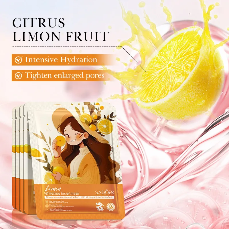 10pcs SADOER Fruits Facial Masks for Face Moisturizing Brightening Firming Hydrating Face Mask Beauty Facial Skin Care Products