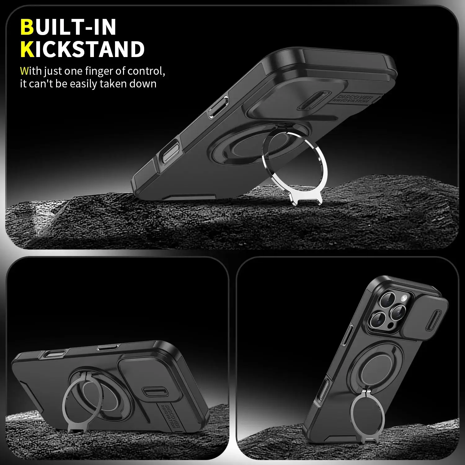 Luxury Magnetic Wireless Charging Armor Case with Slide Camera Protection Cover