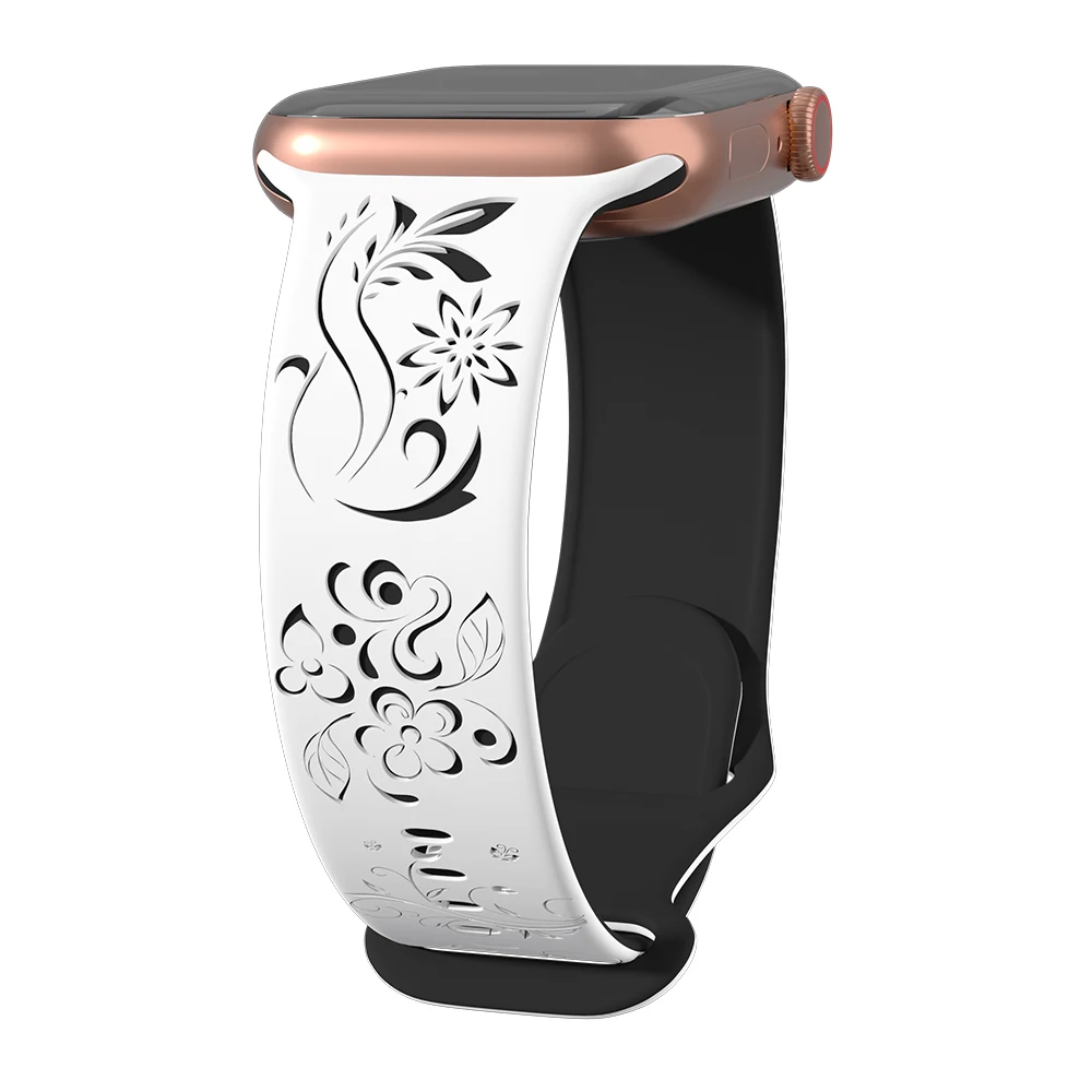 Floral Engraved Silicone Strap
