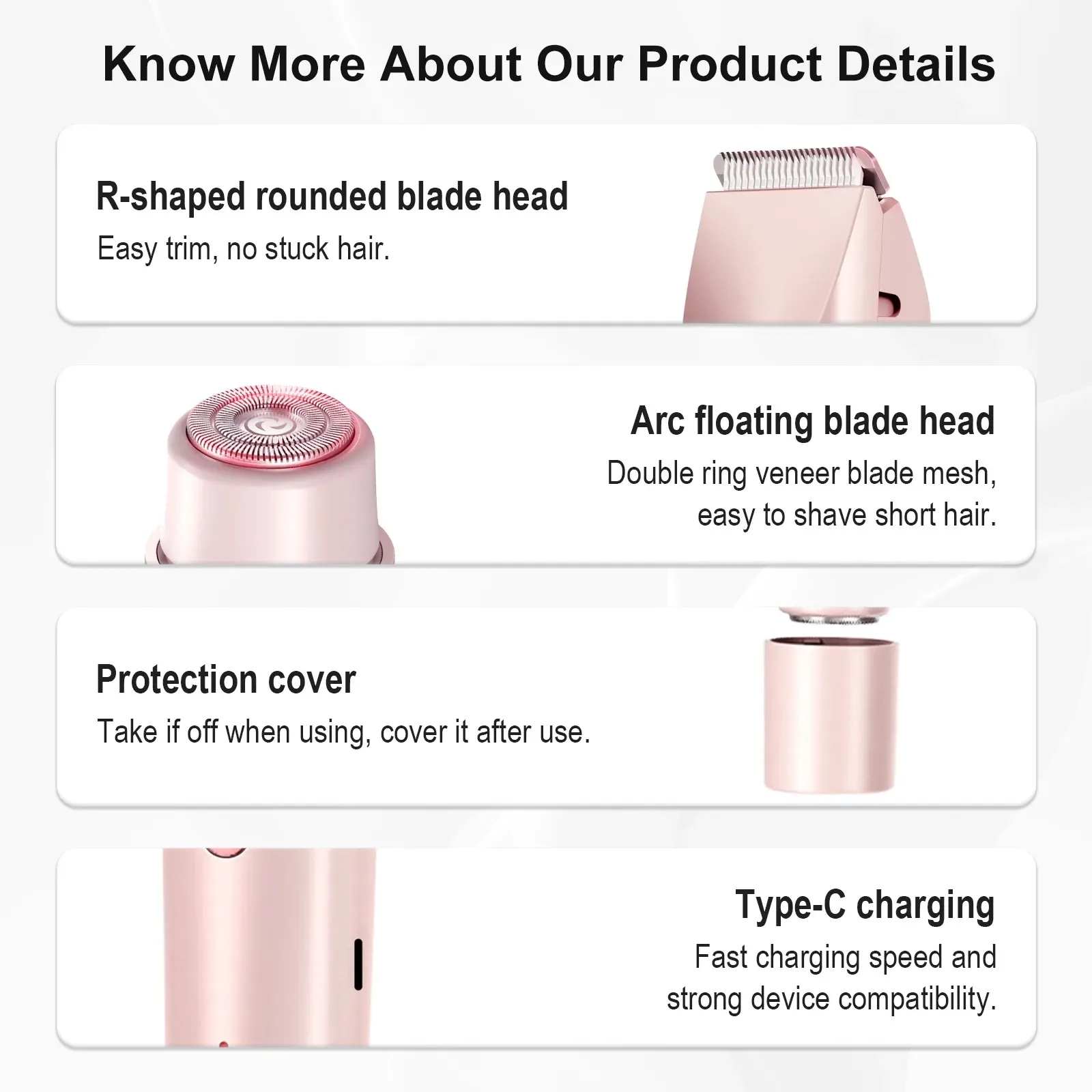 2 In 1 Women Electric Razors Bikini Trimmer Face Shavers Hair Removal for Underarms Legs Lady Body Trimmer Waterproof Painless