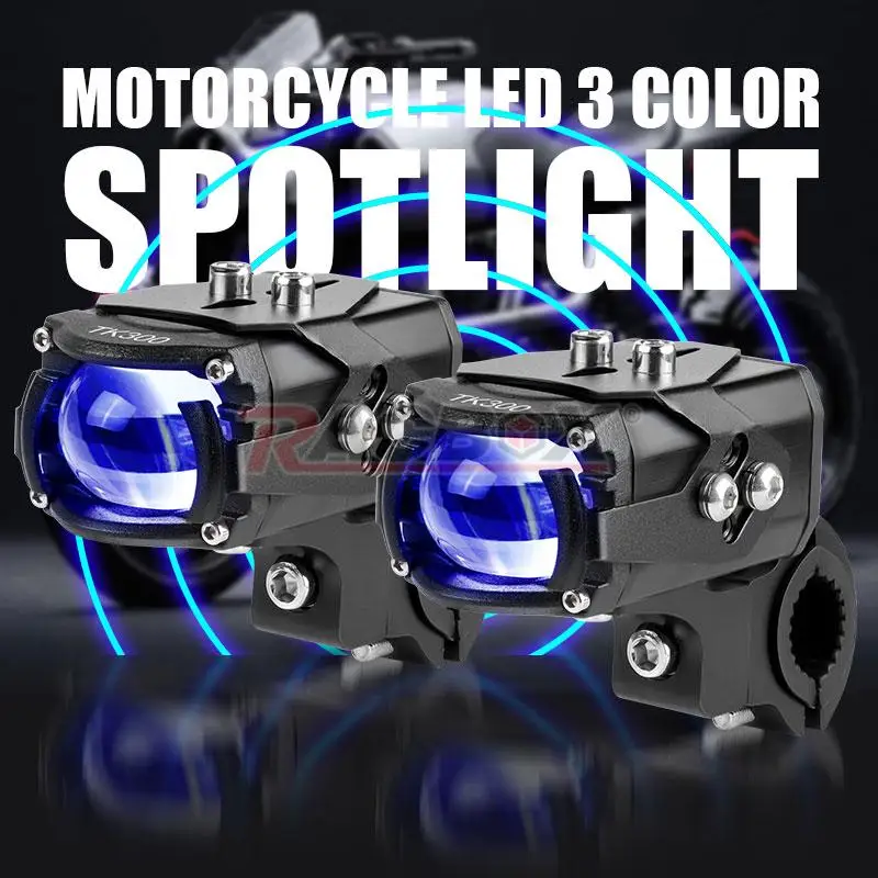 90W/100W Motorcycle LED Spotlight Blue Devil Eyes High Power Headlight Lens Whit