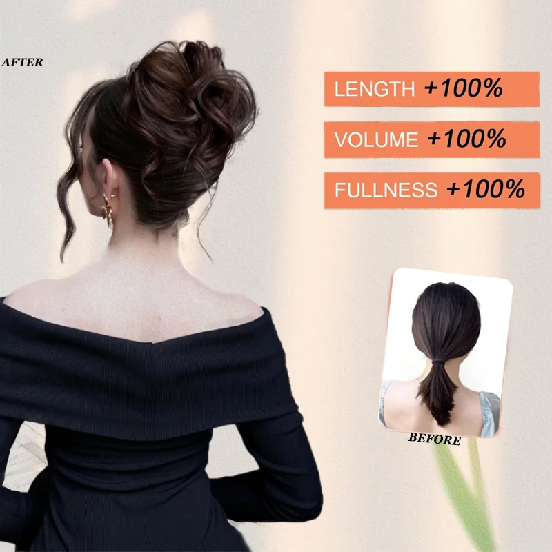 LUPU Messy Hair Bundle Claw Clip Short Fluffy Ponytail Extension Bun, Ponytail Synthetic Hair Piece Suitable for Women