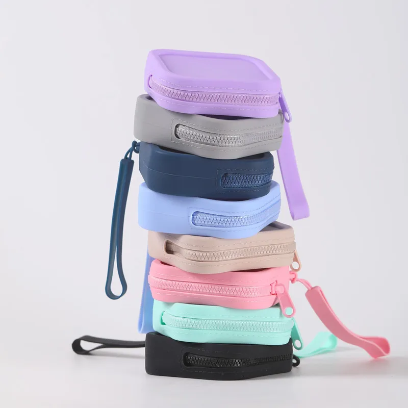 Waterproof Mini Zipper Square Coin Purse Silicone Travel Organizer Pouch Small Cosmetic Bag Earphone Bag coin purse coin wallet change bag women wallet card wallet cosmetic bag earbuds storage bag