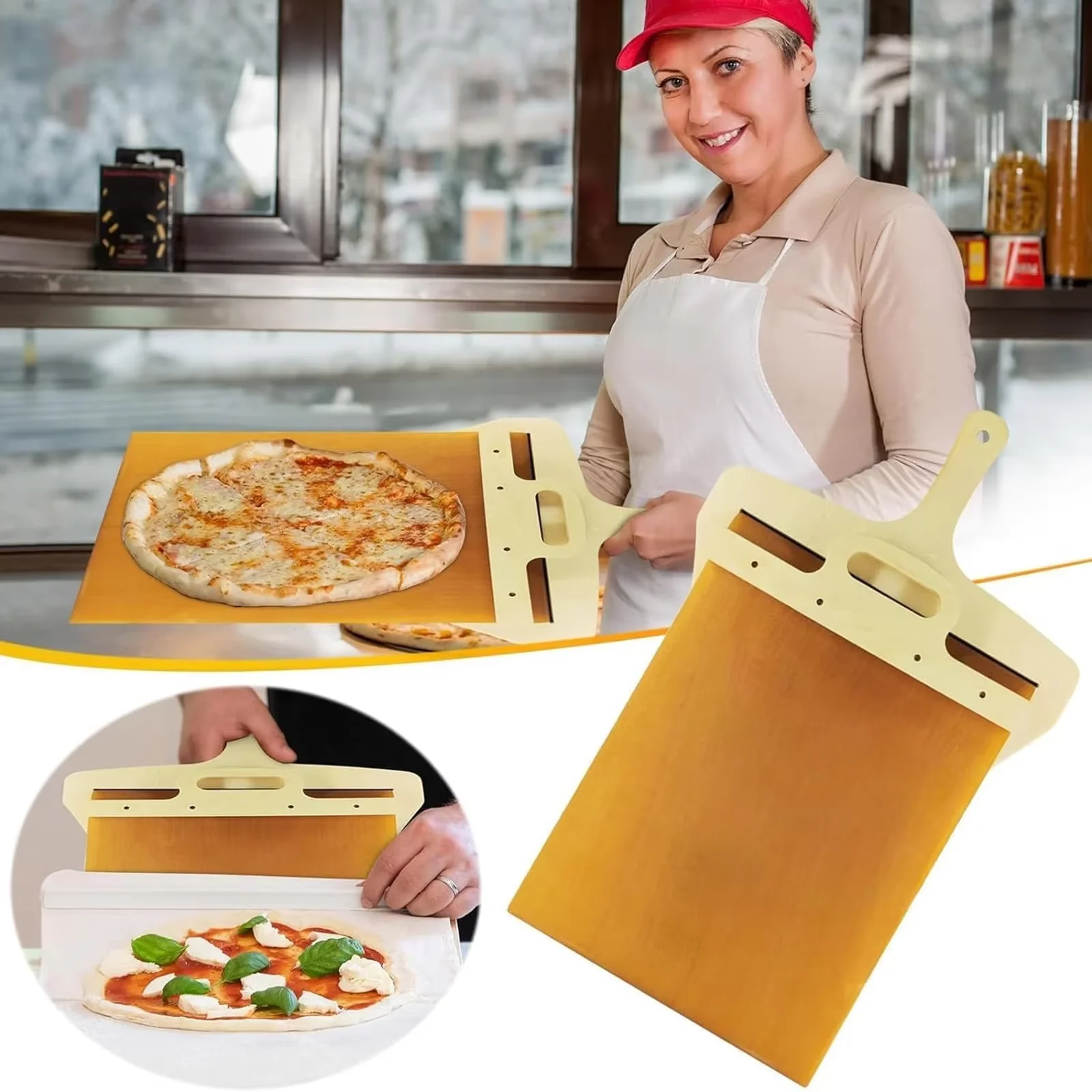 Sliding Pizza Peel 45x16.3cm Shovel Foldable Wooden Handle Transfer Tray Pizza Spatula Bread Baking Tools Kitchen Aaccessories